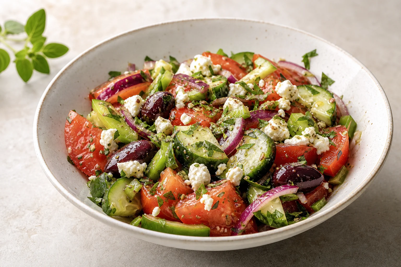 Classic Greek Salad with Feta, Olives & Oregano