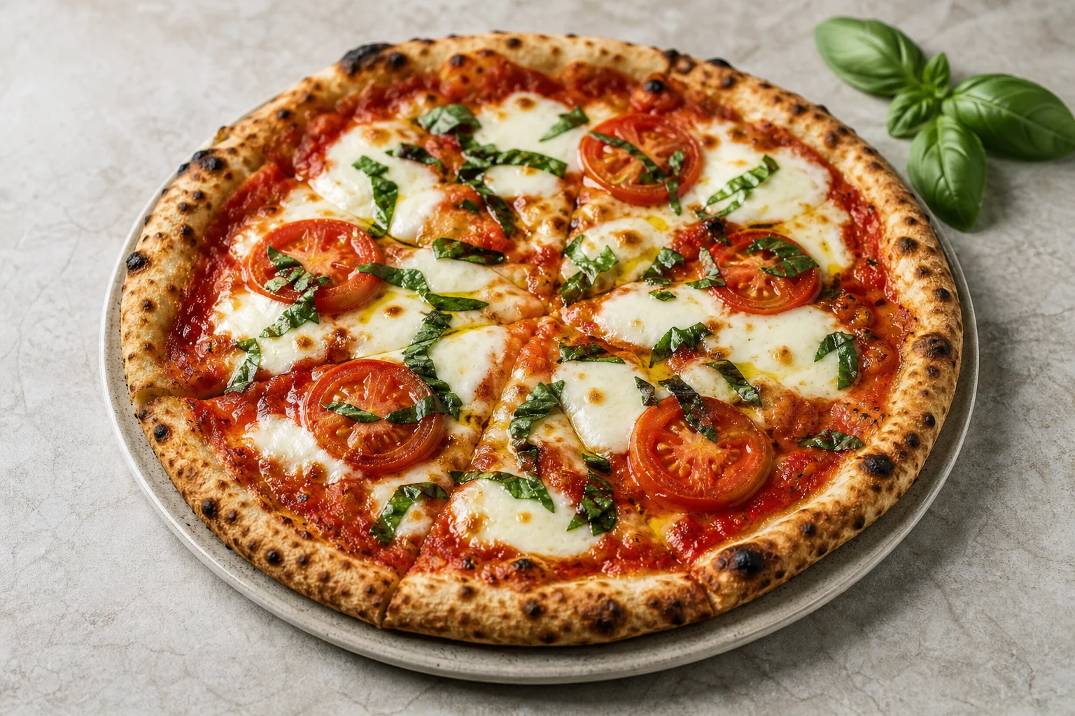 Classic Margherita Pizza with Fresh Mozzarella, Basil & Tomato