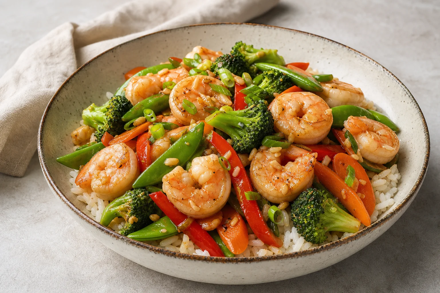 Garlic Shrimp Stir-Fry with Crisp Vegetables