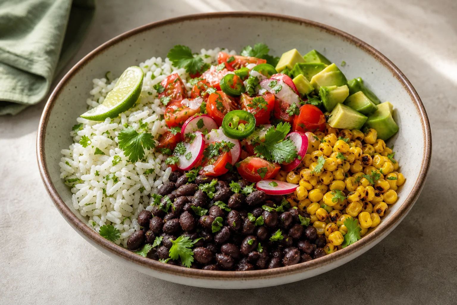 Loaded Burrito Bowls with Cilantro-Lime Rice & Black Beans